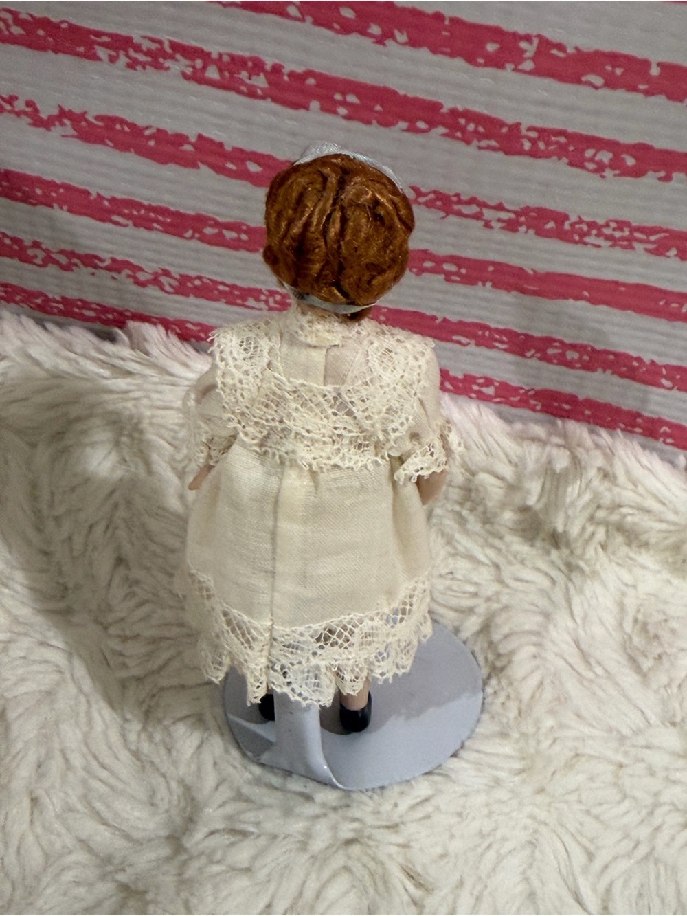 Vintage Cream Porcelain Doll with Light Blue Ribbon Accent  Joan O Grady - Picture 7 of 7